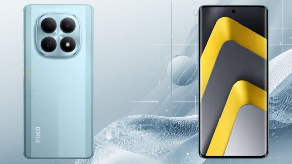 POCO M8 Series स्मार्टफोन की लीक लॉन्च टाइमलाइन और संभावित स्पेसिफिकेशन को दर्शाता कॉन्सेप्ट इमेज, जिसमें बड़ा डिस्प्ले, मल्टी कैमरा सेटअप और मॉडर्न डिजाइन दिखाई दे रहा है