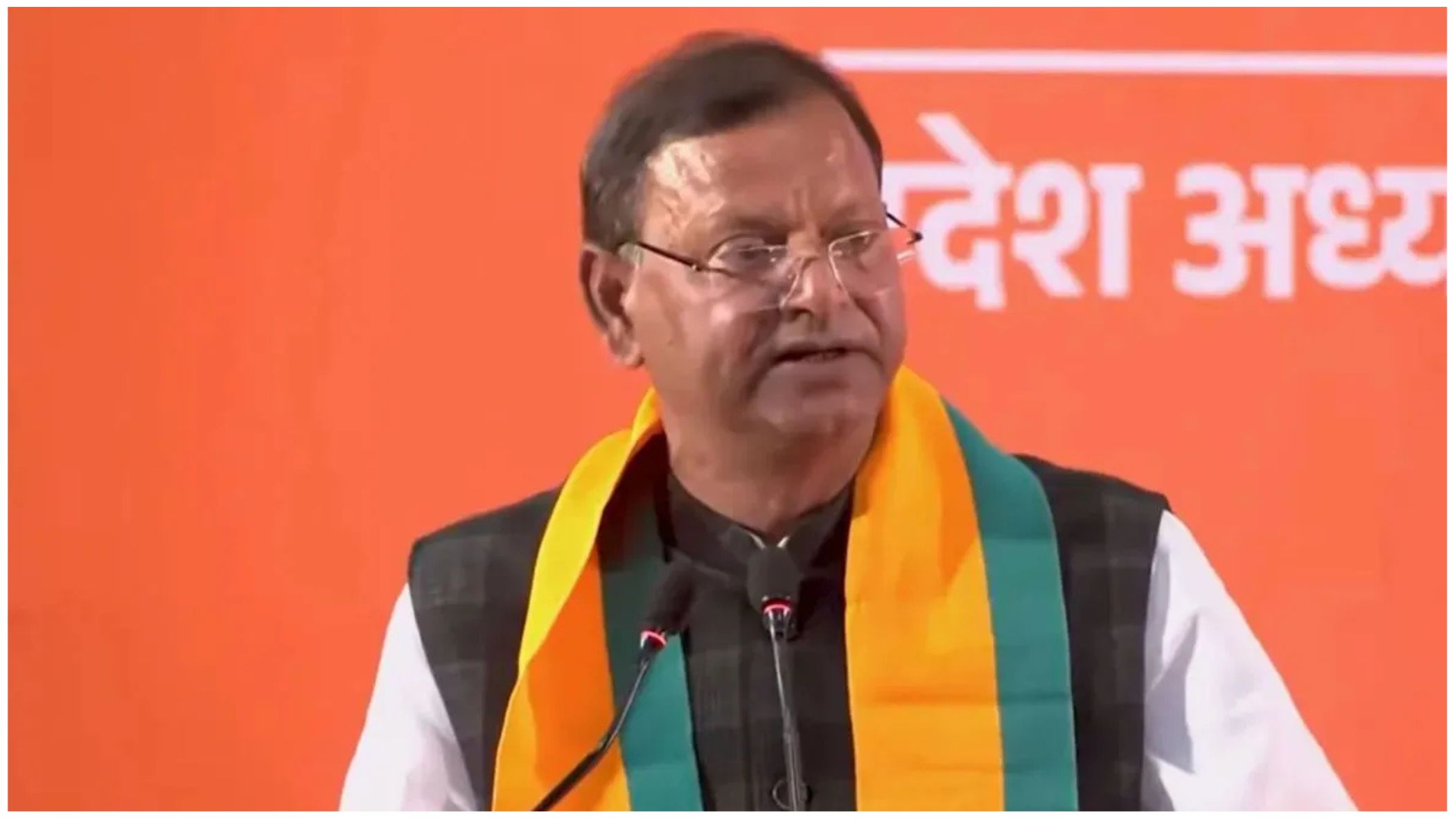 BJP Uttar Pradesh state president Pankaj Chaudhary addressing media in Lucknow