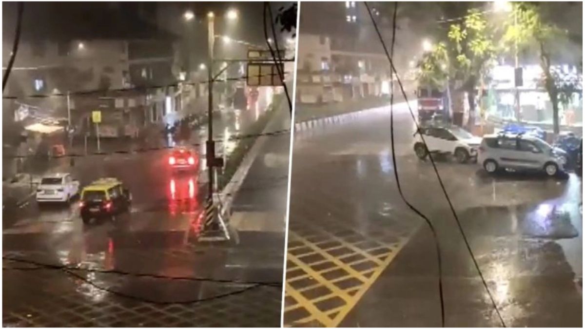 "मुंबई में नया साल 2026 पर झमाझम बारिश का दृश्य"